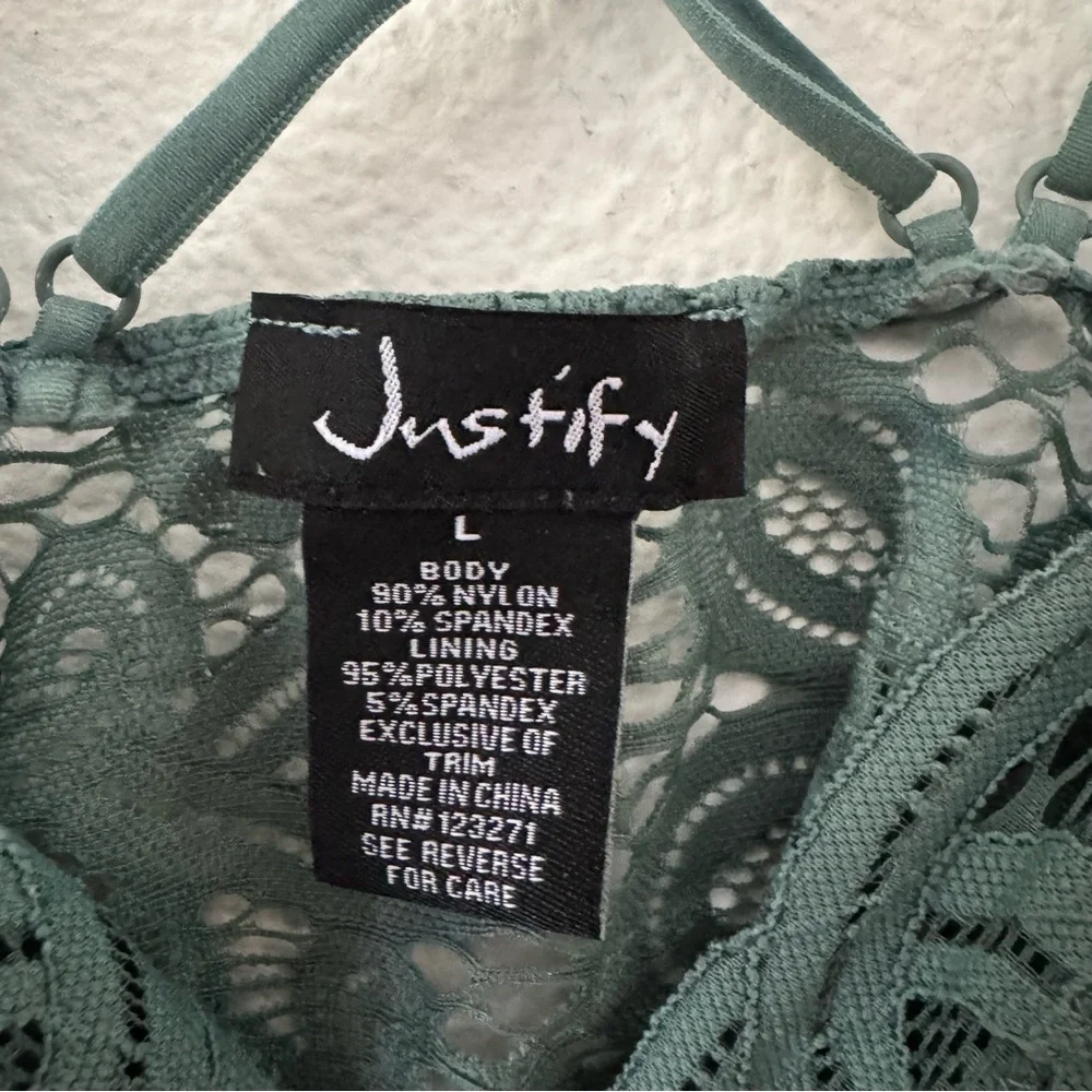 Justify Lace Bralette Green Large Criss Cross Strappy New Cottagecore Dolette